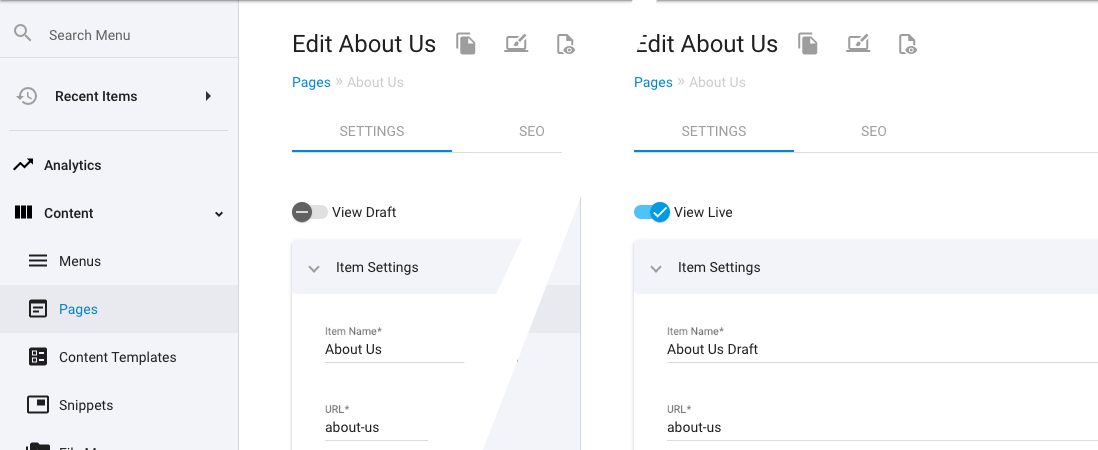 Custom Modules - Toggle Live and Draft modes
