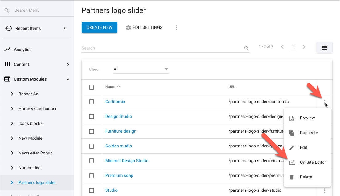 In-Context Editor Link in Module Item's List View