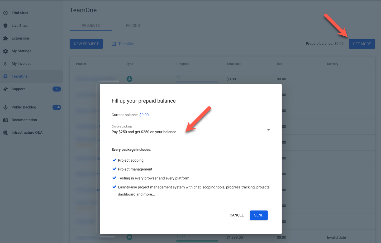 WebinOne Services Prepaid Balance Top Up