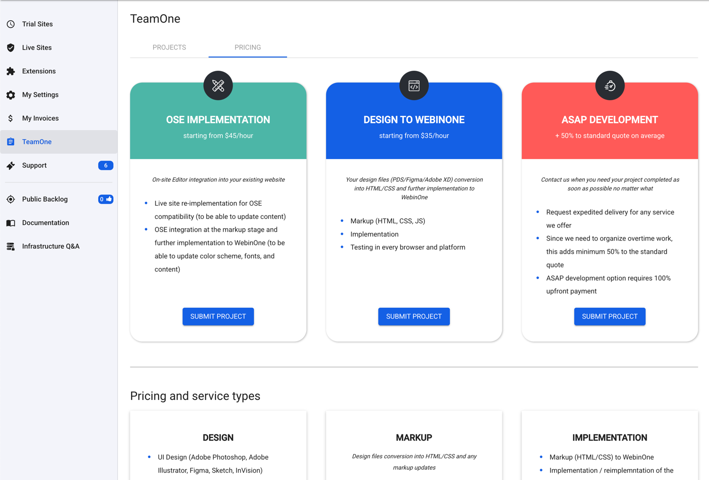 WebinOne Services Pricing