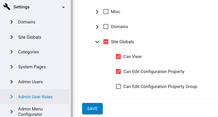 Site Globals In-Context Editor Admin User Roles Permissions