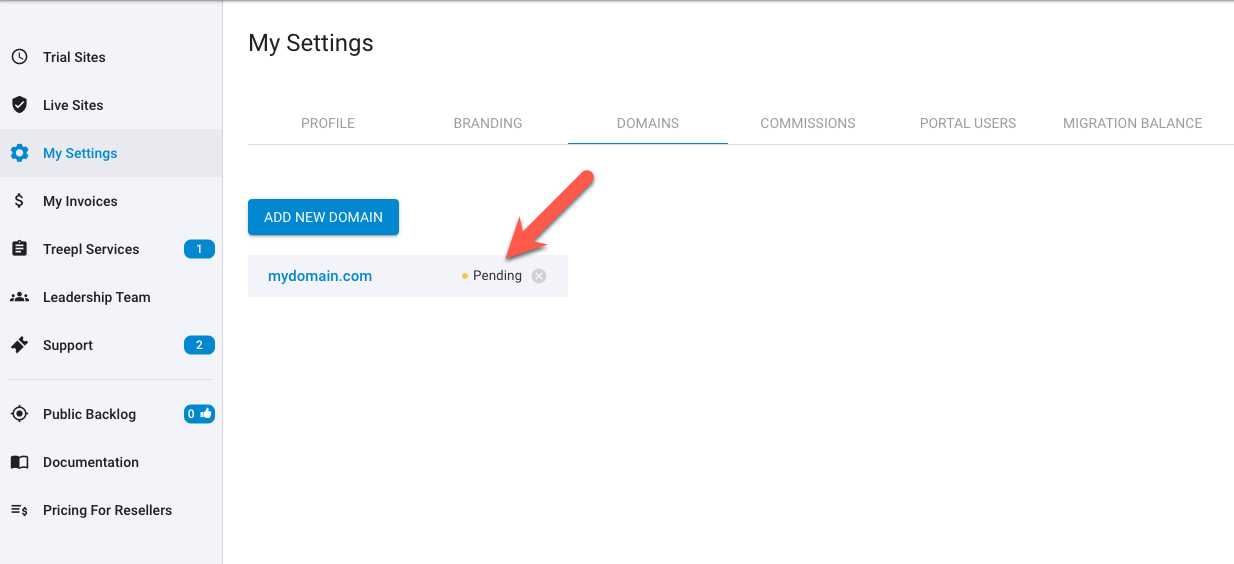 Custom Domain Status