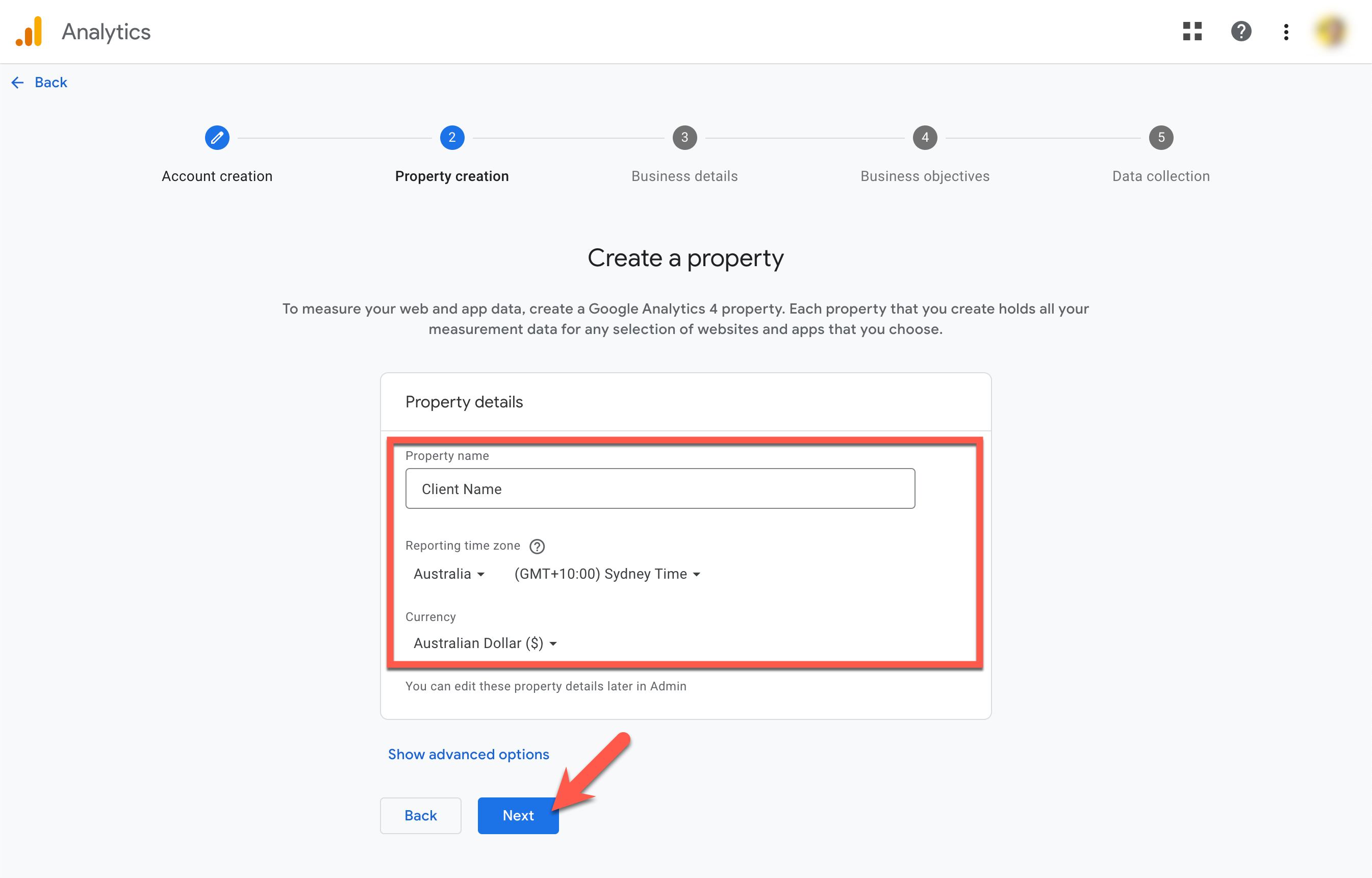 Set up Analytics property