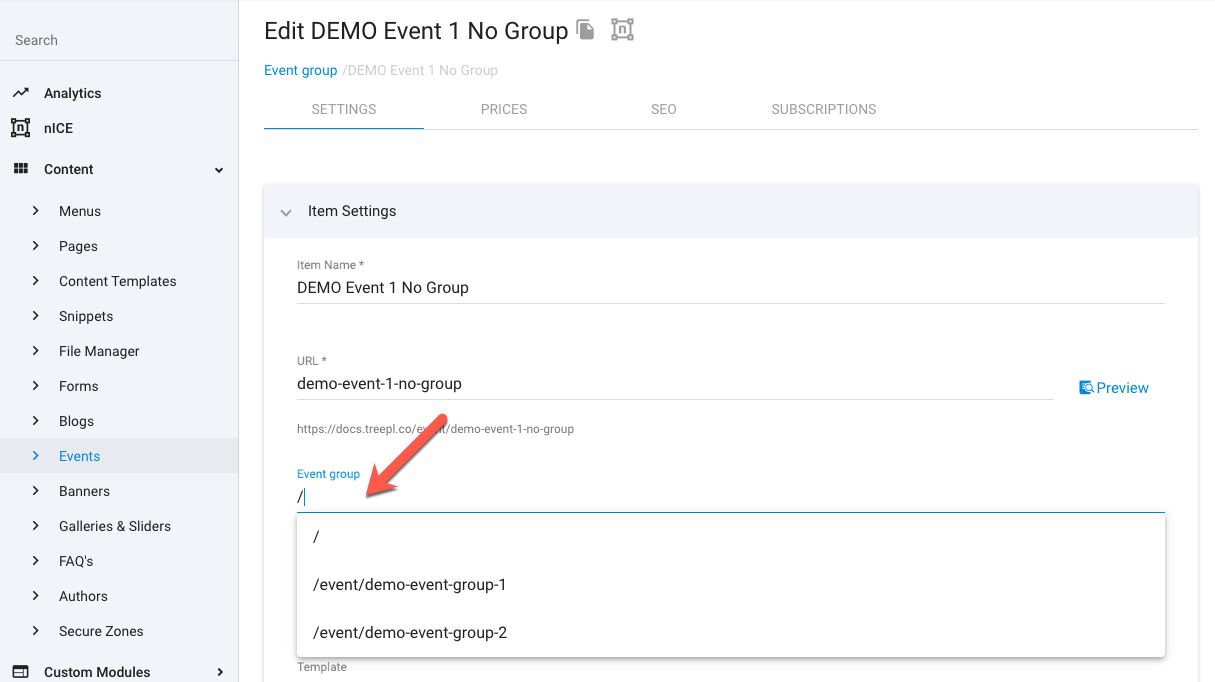 Events - Assign to Group