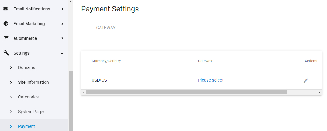 Payment Settings page after change over