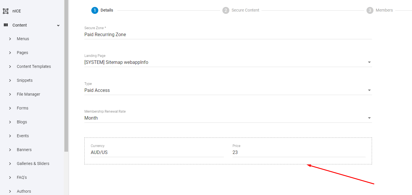 Recurring Secure Zone payment settings