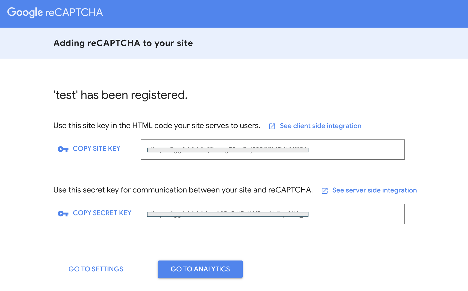 Get your Google reCAPTCHA Site Key and Secret Key